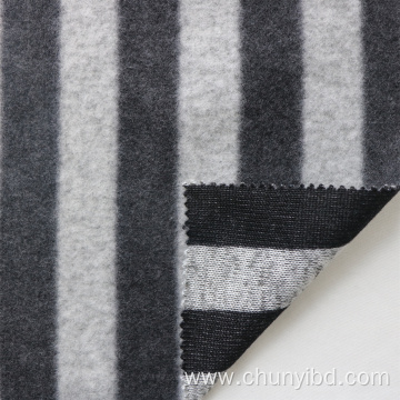 100% Polyester Stripe Pattern Cationic Dye One Side Brushed Weft Knitted Loose Fleece Fabric for Coat Home Textile